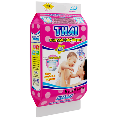 Thai Baby Pant Diapers-M SIZE 5pcs, 5-12kg