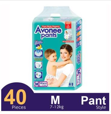 Avonee Pants System Baby Daiper (M Size) (7-12kg) (40Pcs)