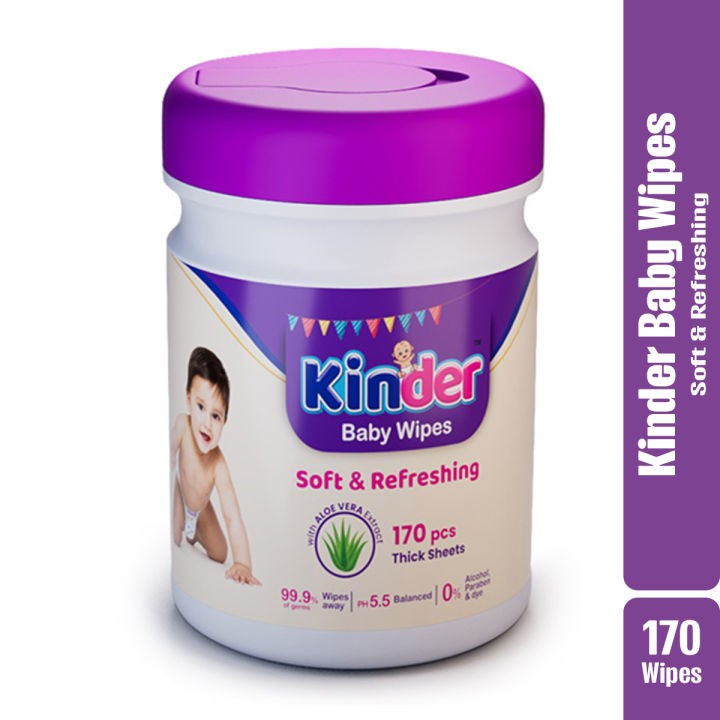 Kinder Baby Wipes Soft & Refresing 170  pcs