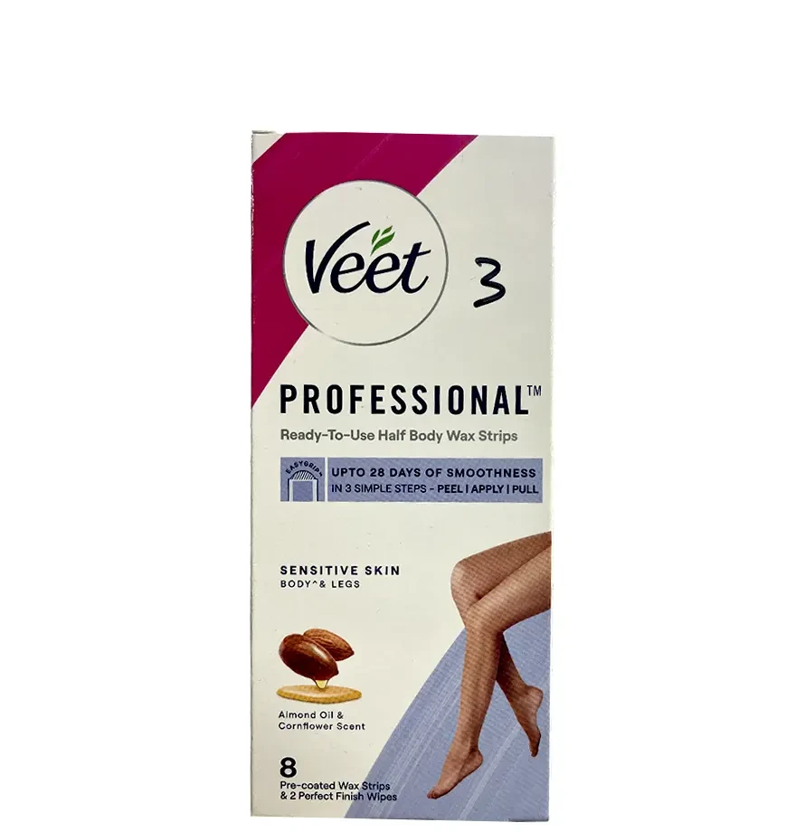 Veet Professional Almond Oil & Cornflower Scent Body Wax Strips- 8pcs