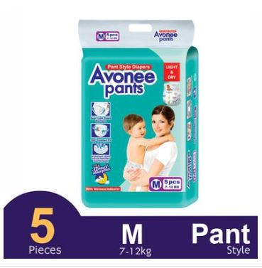Avonee Pants System Baby Daiper (M Size) (7-12kg) (5Pcs)